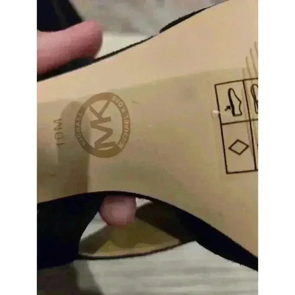 Michael Kors Black Suede Peep Toe Slingback Sandals Women's Heels Size 10 - Picture 4 of 6